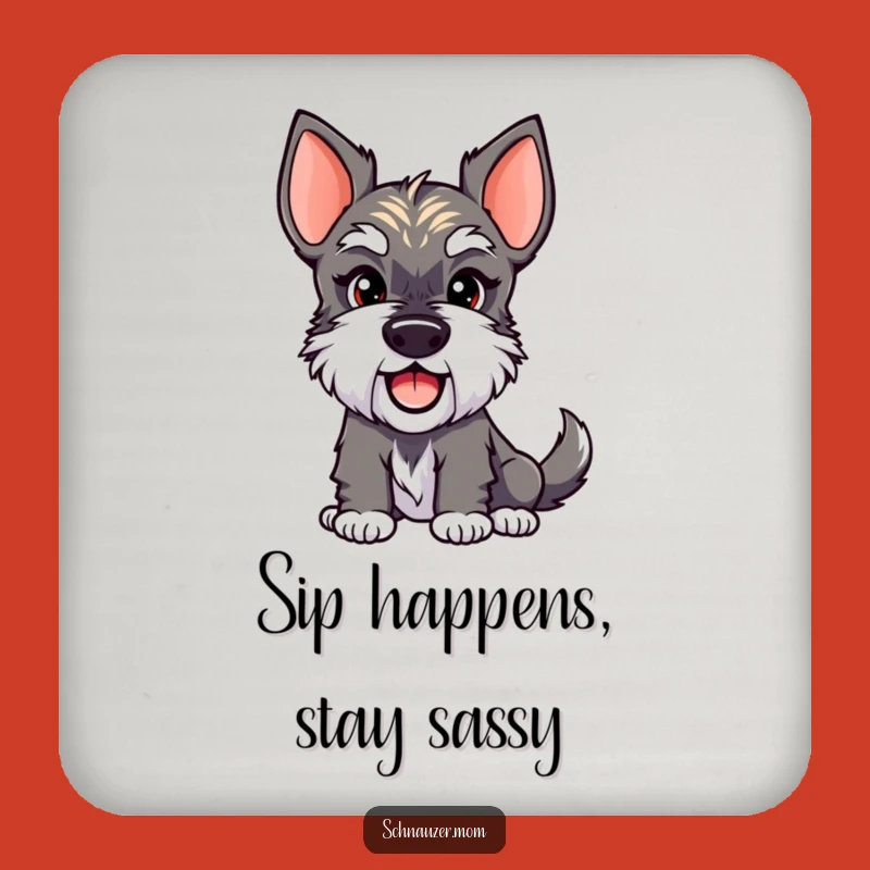 Funny Schnauzer Lady Coaster - Smirk & Wagging Tail, Protect Surfaces Gift