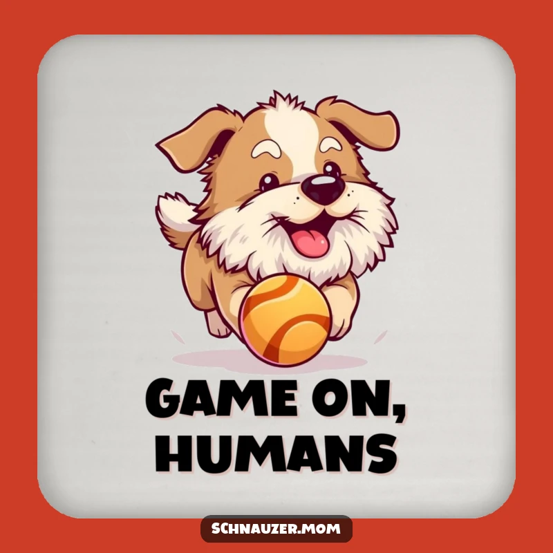 Funny Fluffy Beard Dog Ball Chase Coaster - Protect Surfaces Playful Decor