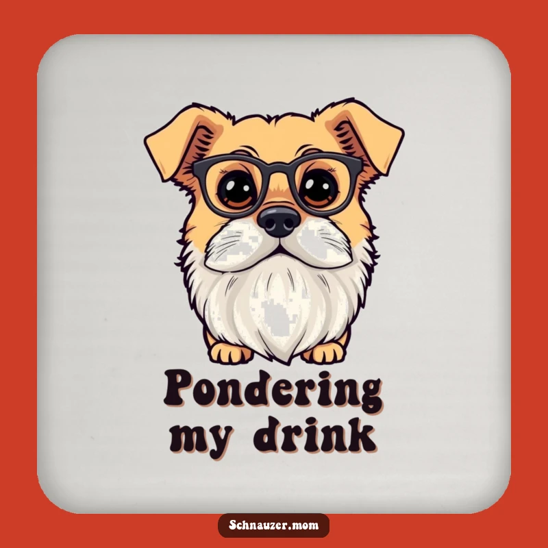Funny Bearded Scholar Dog Coaster - Protect Surfaces Tiny Spectacles