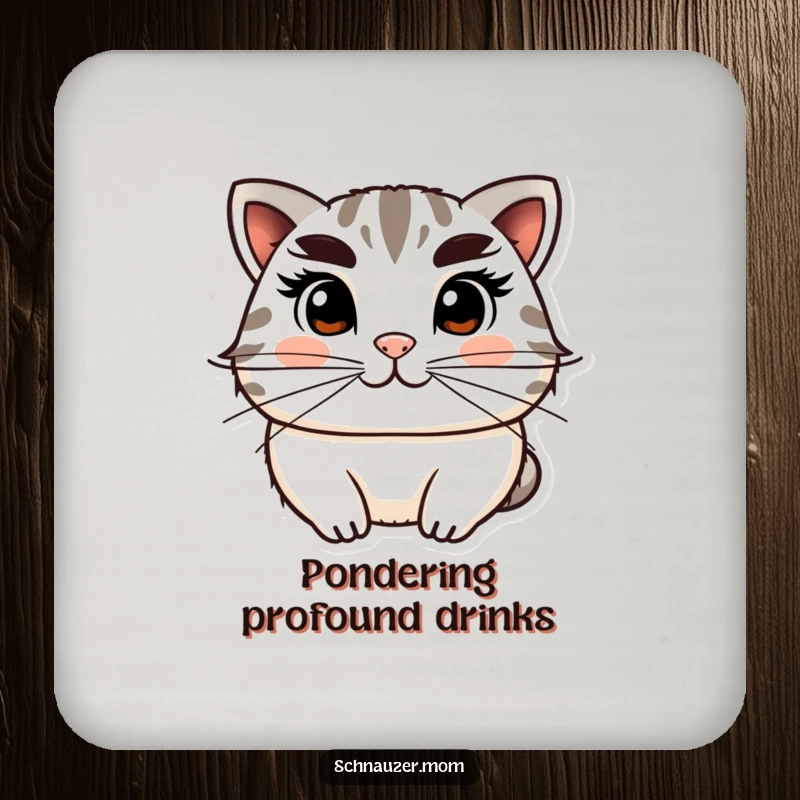 Funny Drink Coaster featuring a distinguished character with prominent bushy eyebrows and whiskers, protecting furniture with a humorous expression.