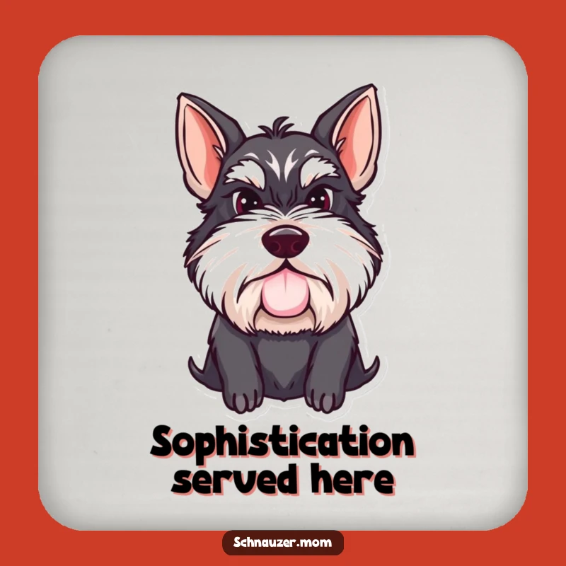 Funny Schnauzer Lady Mustache Coaster Set: Protect Surfaces with Humor Gift