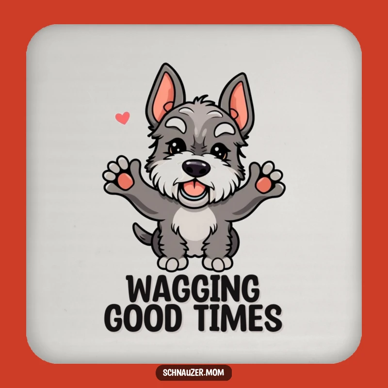 Funny Kawaii Schnauzer Coaster - Joyful Wagging Tail Drink Protector