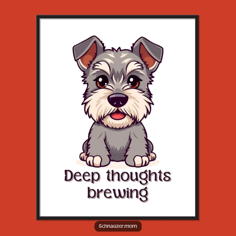 Funny Kawaii Schnauzer Poster: Curious Brows Art for a Playful Space