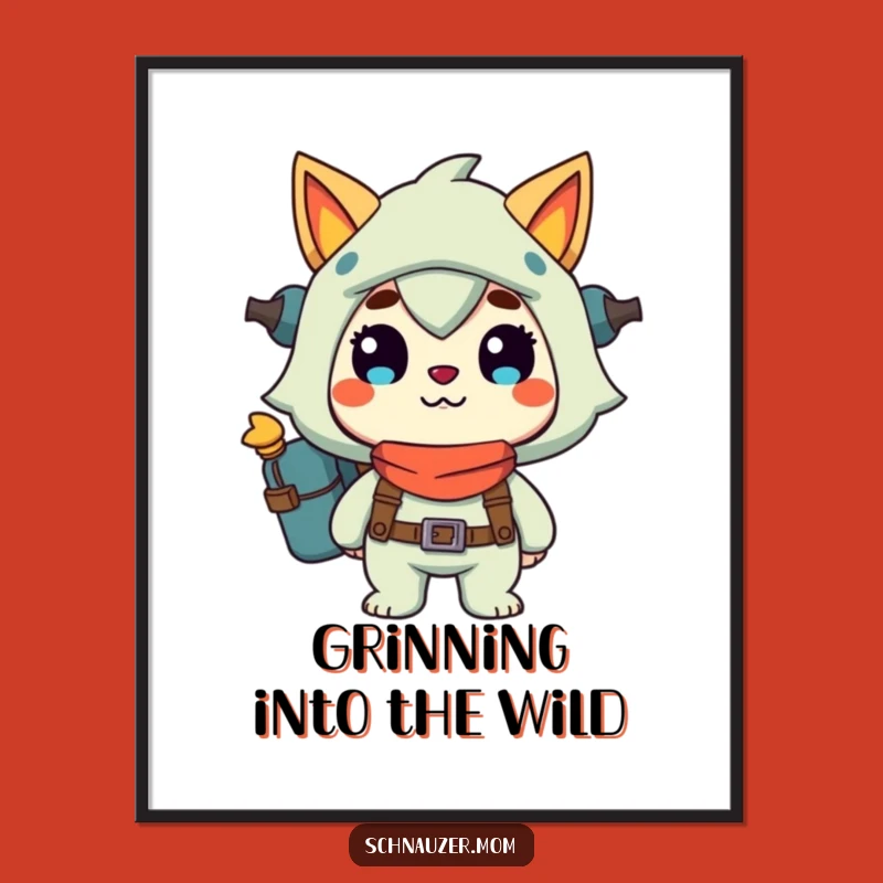 Funny Wall Art Poster: Adventure Grinning Character, Perfect Explorer Decor