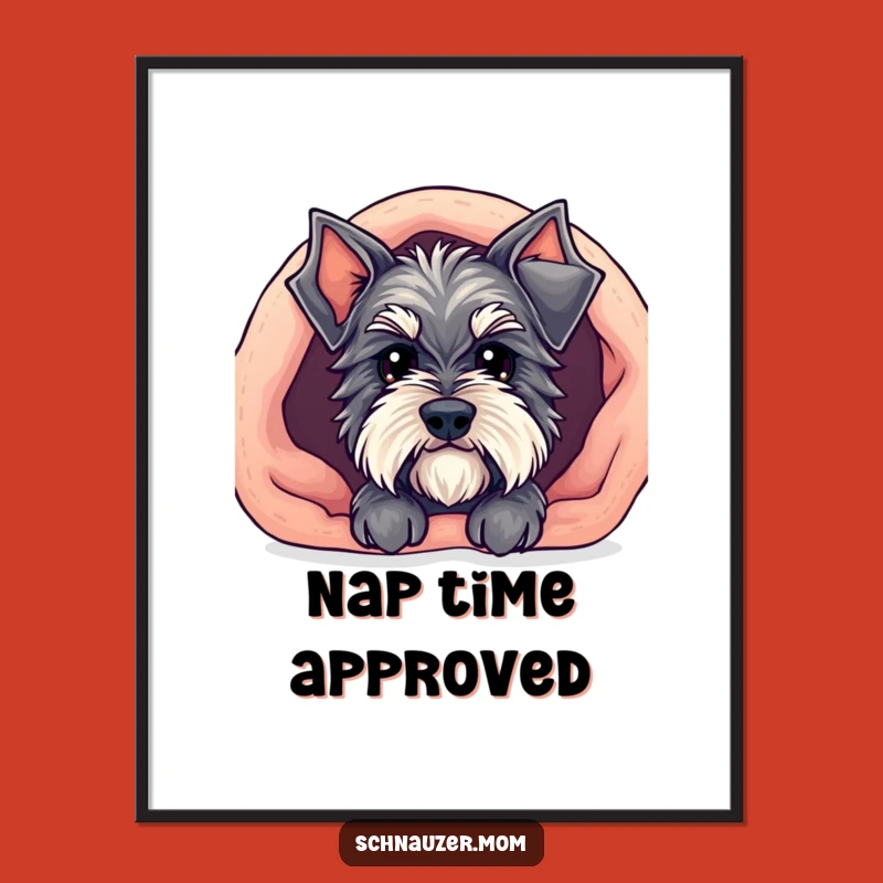 Funny Kawaii Schnauzer Poster - Cozy Blanket Peek Wall Art Gift