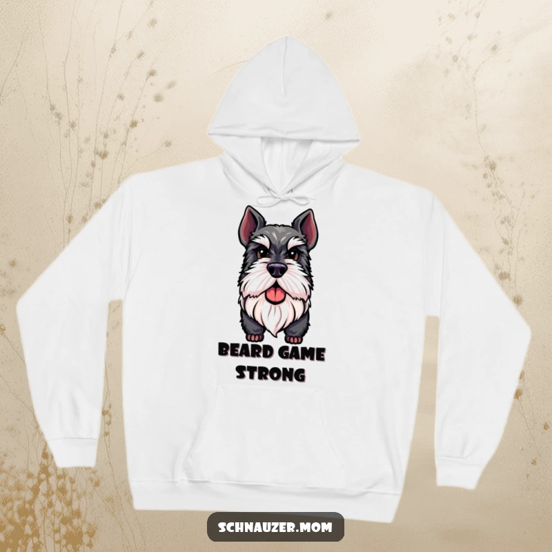 Funny Schnauzer hoodie featuring a proud dog with a distinguished beard, offering warmth and a stylish statement of canine admiration.