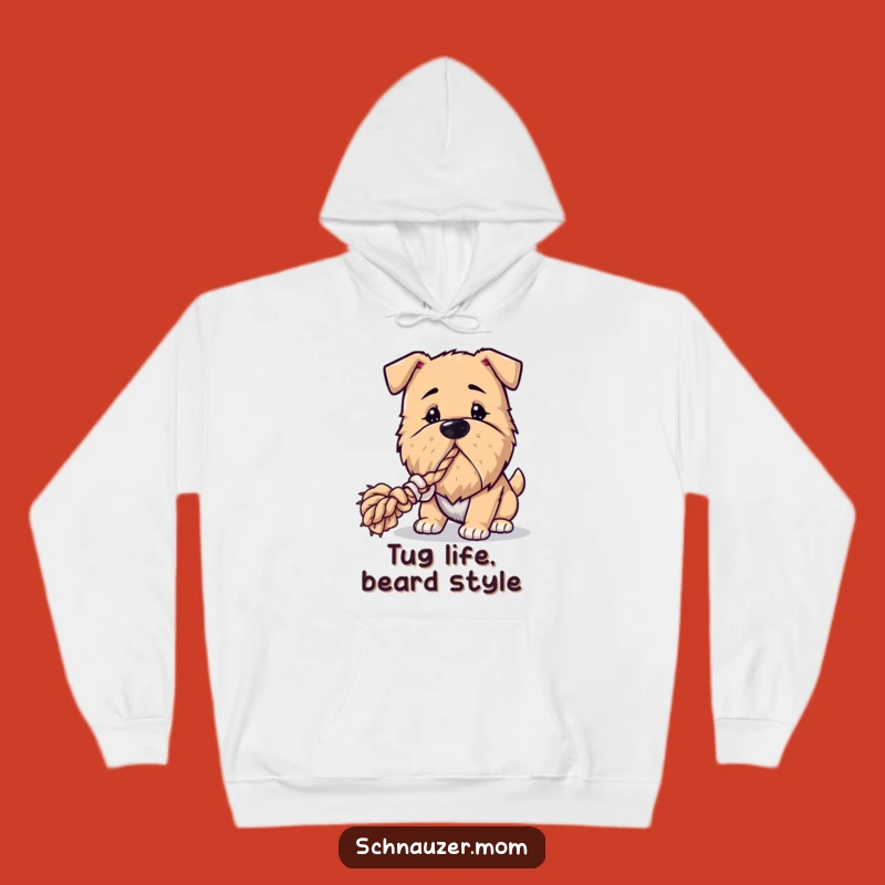 Cozy Funny Bearded Dog Hoodie: Playful Tugger Design for Ultimate Comfort and Laughter!