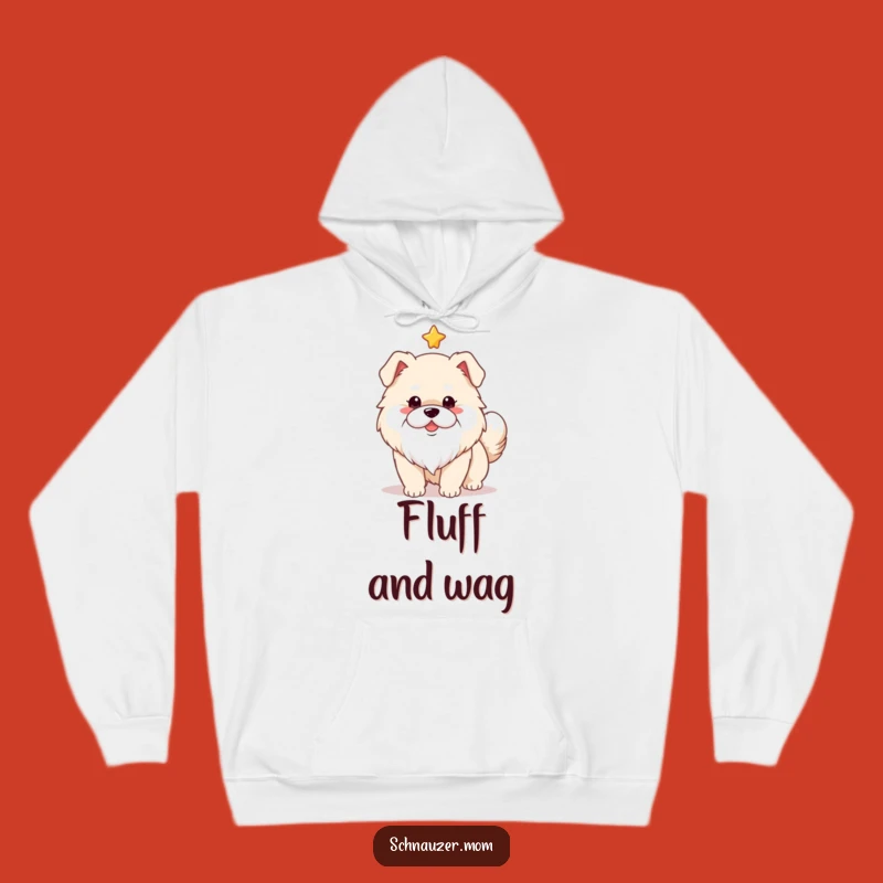 Funny Fluffy Dog White Beard Hoodie - Cozy Wagging Tail Star Sweatshirt