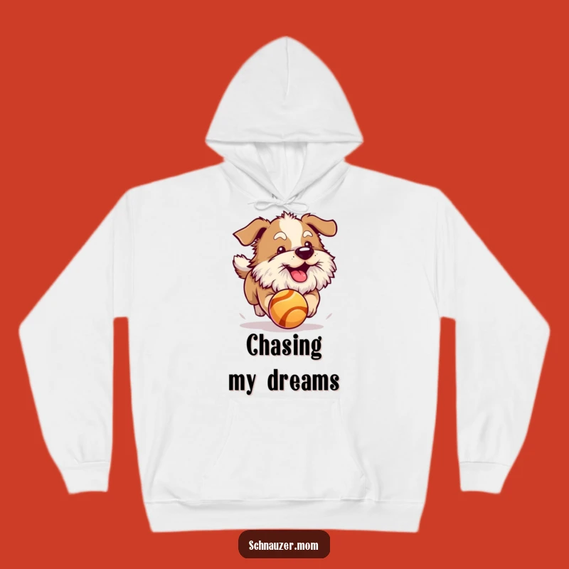 Funny Fluffy Beard Dog Ball Chase Hoodie - Cozy Playful Pup Sweatshirt