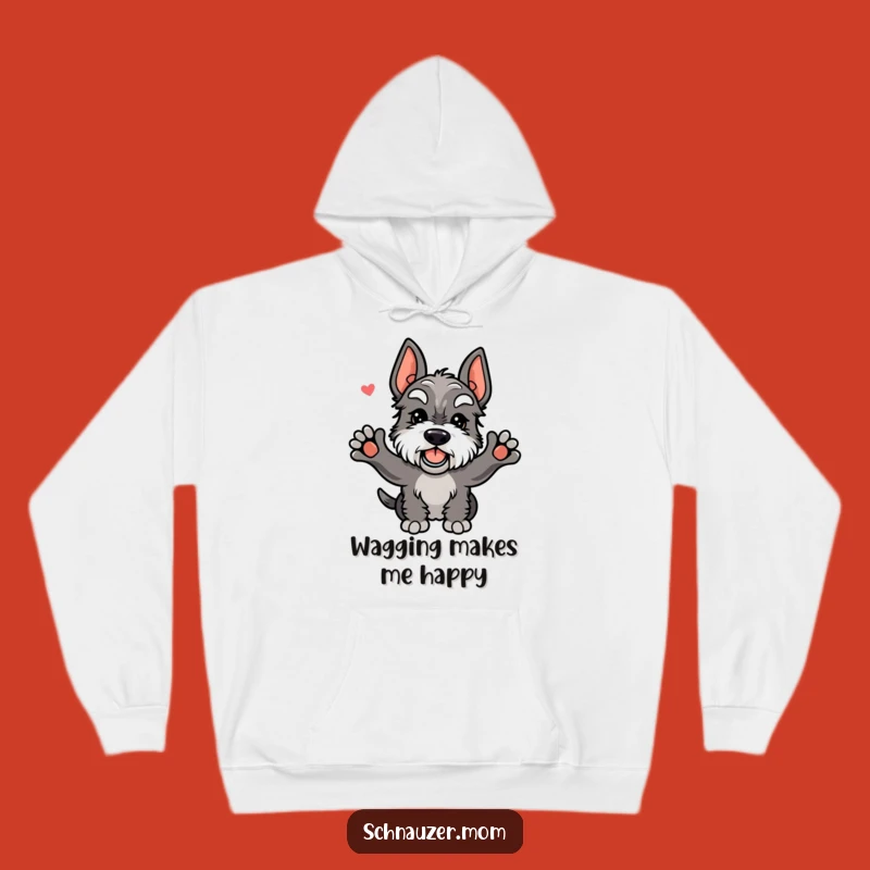 Funny Kawaii Schnauzer Hoodie - Cozy Greeting Wagging Tail Sweatshirt