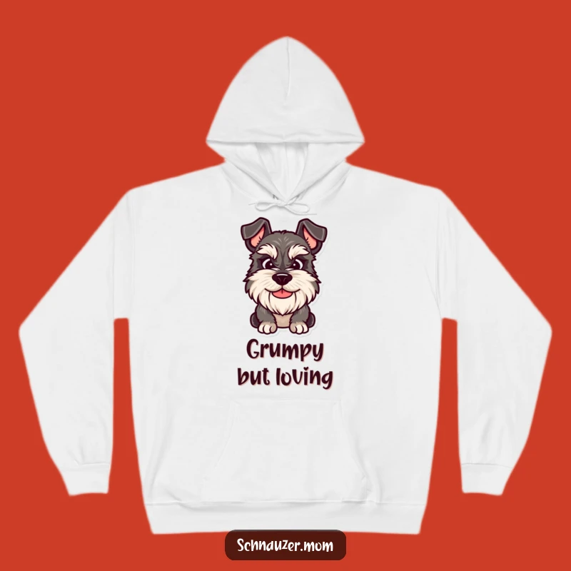 Cozy Funny Grumpy Schnauzer Smile Hoodie - Warm & Relatable Dog Gift.