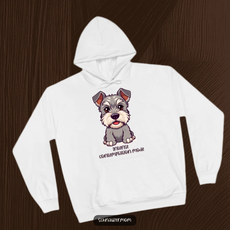 Funny Kawaii Schnauzer hoodie, a dog with bushy eyebrows furrowed in playful curiosity, perfect for cozy days.