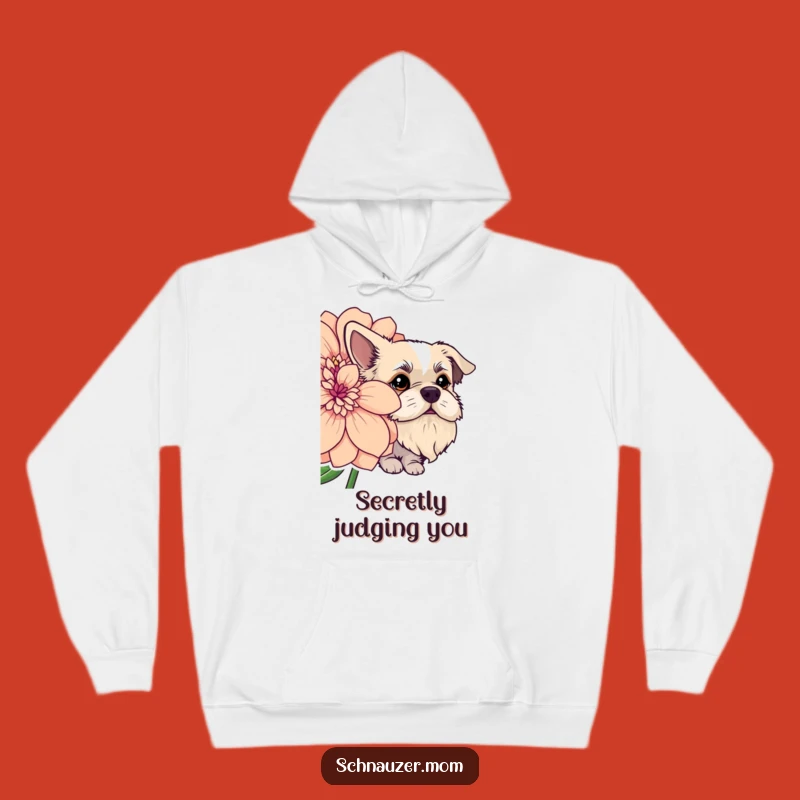 Funny Bearded Dog Flower Peek Hoodie - Cozy Floral Beard Dog Sweatshirt