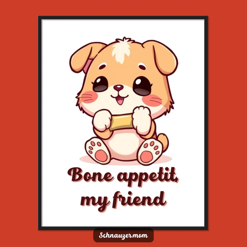 Free Printable Wall Art: Dog with Bone - Funny Downloadable Decor