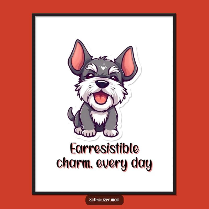 Free Printable Kawaii Schnauzer Wall Art: Funny Barking Doggo Playful Decor Downloadable Art