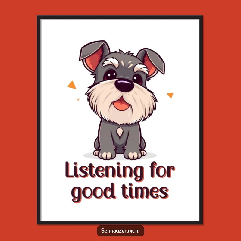 Free Printable Wall Art: Curious Schnauzer, Funny Dog Listening, Adorable Decor Downloadable Art