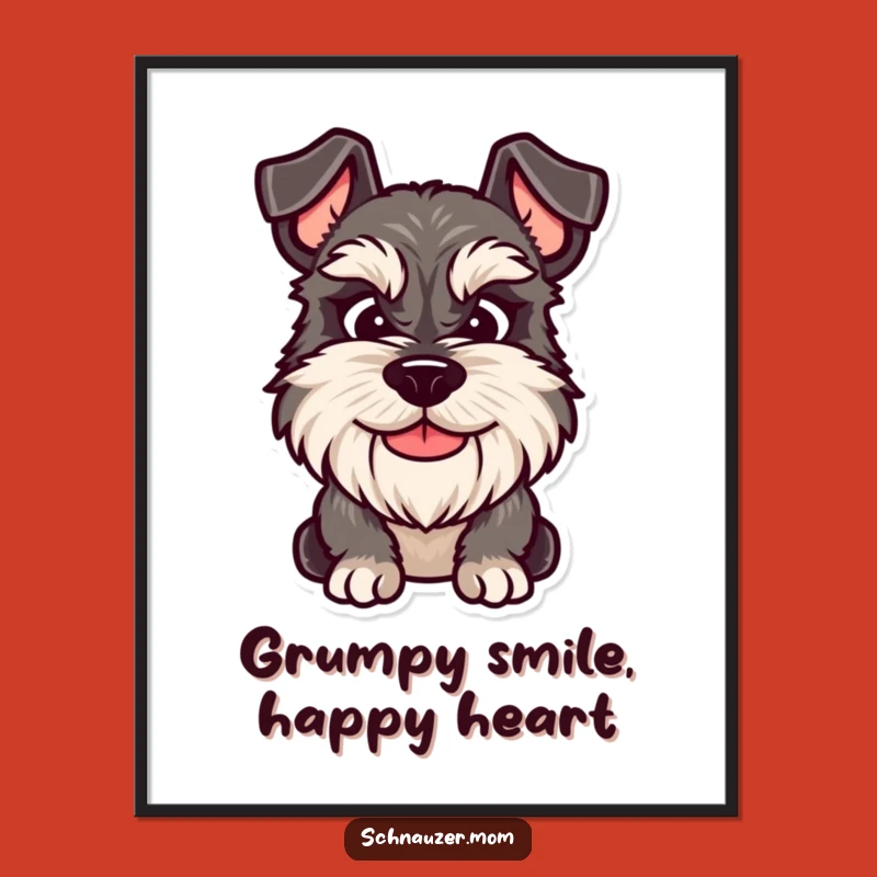 Free Printable Wall Art: Grumpy Smile Schnauzer - Funny Dog Downloadable Decor