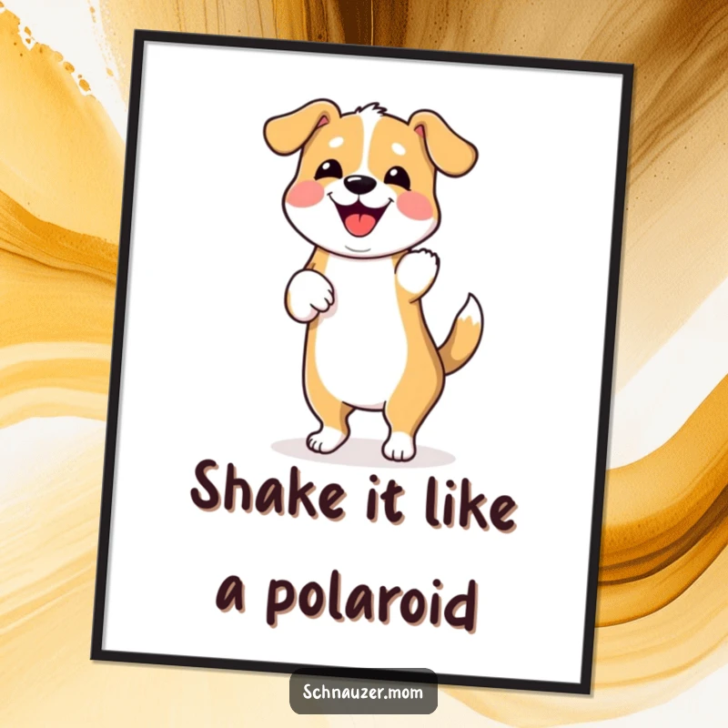 Funny Free Printable Wall Art: Dog joyfully wiggling its rear end, downloadable humorous art for a lively atmosphere.