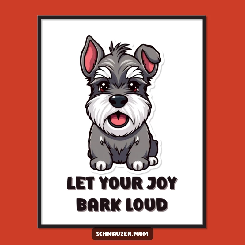 Free Printable Wall Art: Happy Schnauzer Bark - Humorous Dog Portrait Download