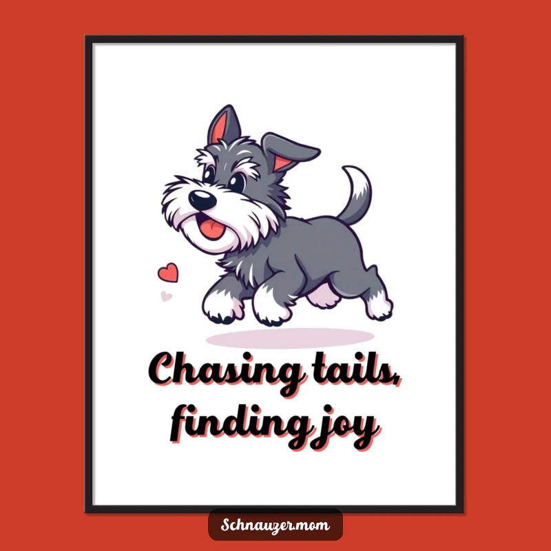 Funny Free Printable Wall Art: Dizzy Kawaii Schnauzer Tail Chase