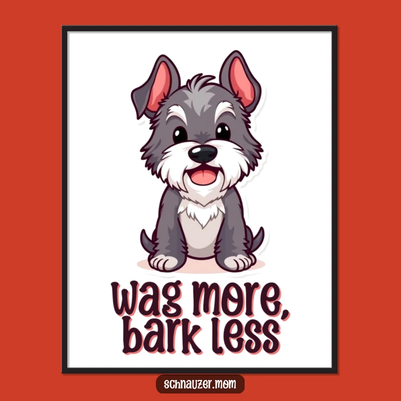 Funny Free Printable Wall Art: Kawaii Schnauzer Comical Pose Decor