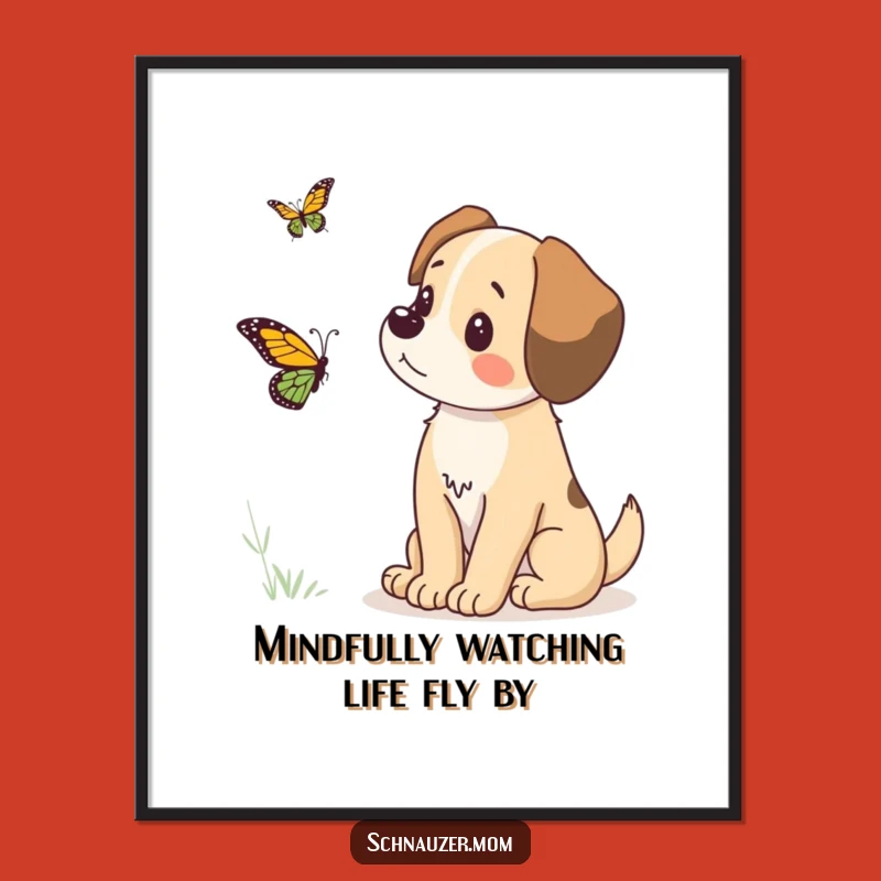 Funny Free Printable Wall Art Dog & Butterfly Downloadable Art Gift