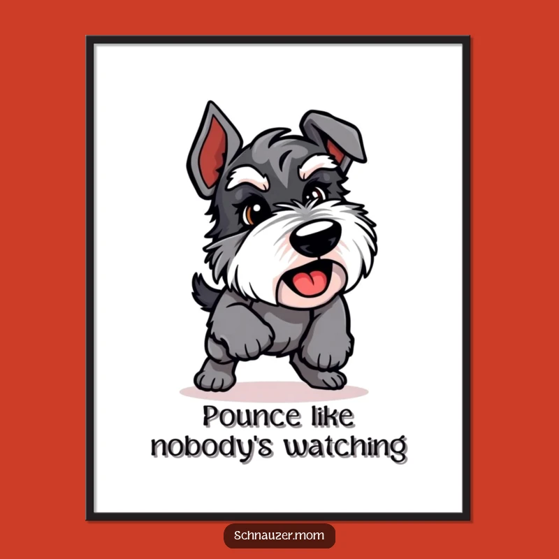 Free Printable Wall Art: Playful Schnauzer Pounce - Funny Dog Downloadable Decor