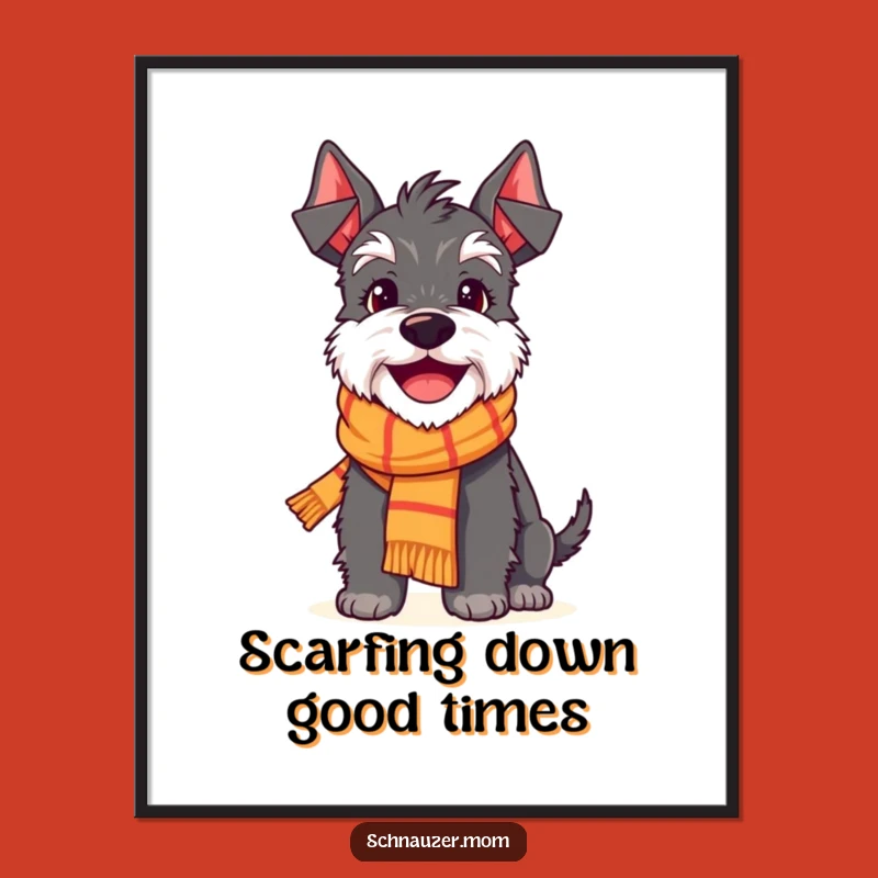 Free Printable Schnauzer Wall Art: Cheerful Scarfed Dog, Smiling Downloadable Decor
