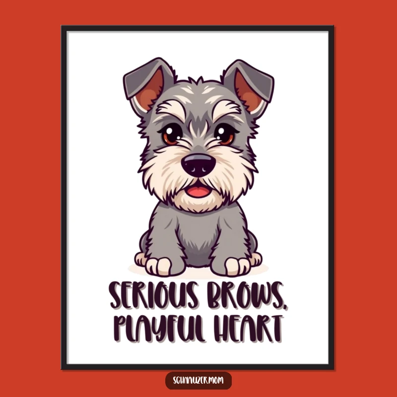 Free Printable Wall Art: Curious Kawaii Schnauzer Eyebrows Downloadable Art