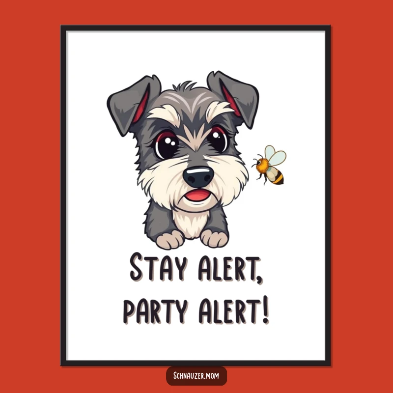 Free Printable Wall Art: Funny Schnauzer Bee Watcher, Adorable Dog Decor Downloadable Art
