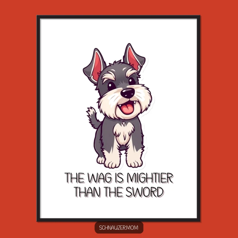 Free Printable Schnauzer Wall Art: Joyful Wagging Tail Dog, Quirky Downloadable Decor