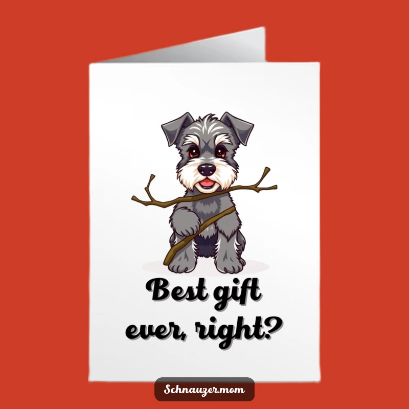 Free Printable Birthday Card: Funny Kawaii Schnauzer Twig Gift