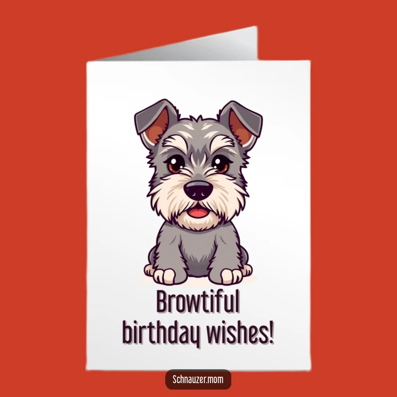 Free Printable Birthday Card: Curious Kawaii Schnauzer Eyebrows Downloadable Gift