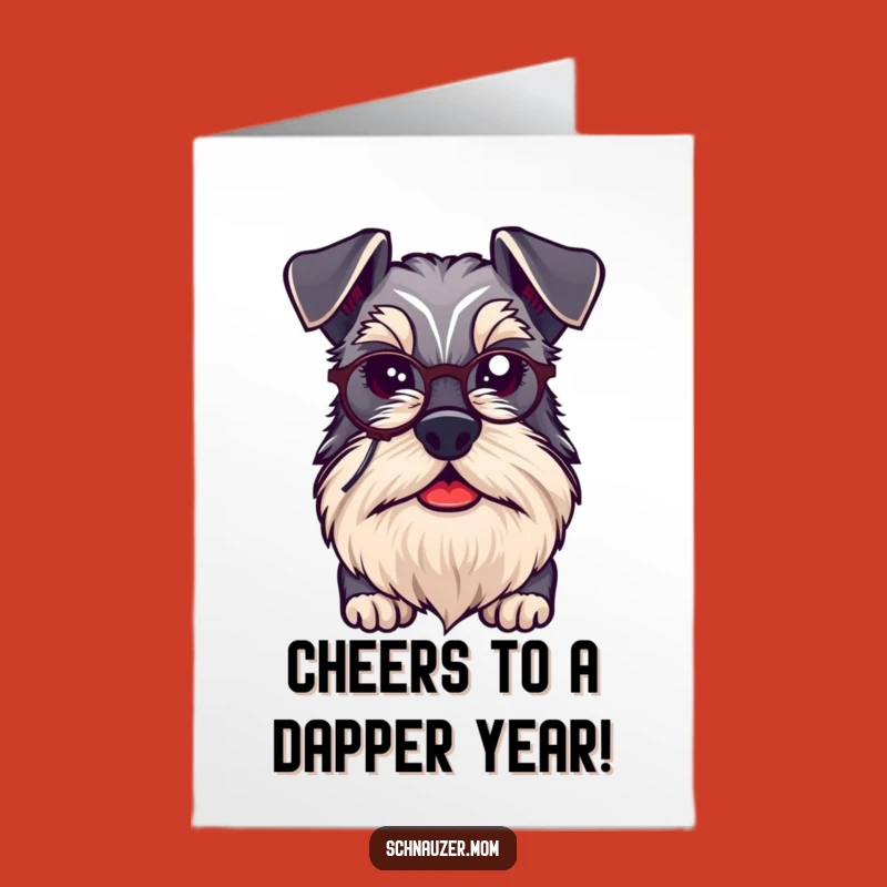 Free Printable B-day Card: Dapper Schnauzer's Monocle Style, Funny Downloadable Gift