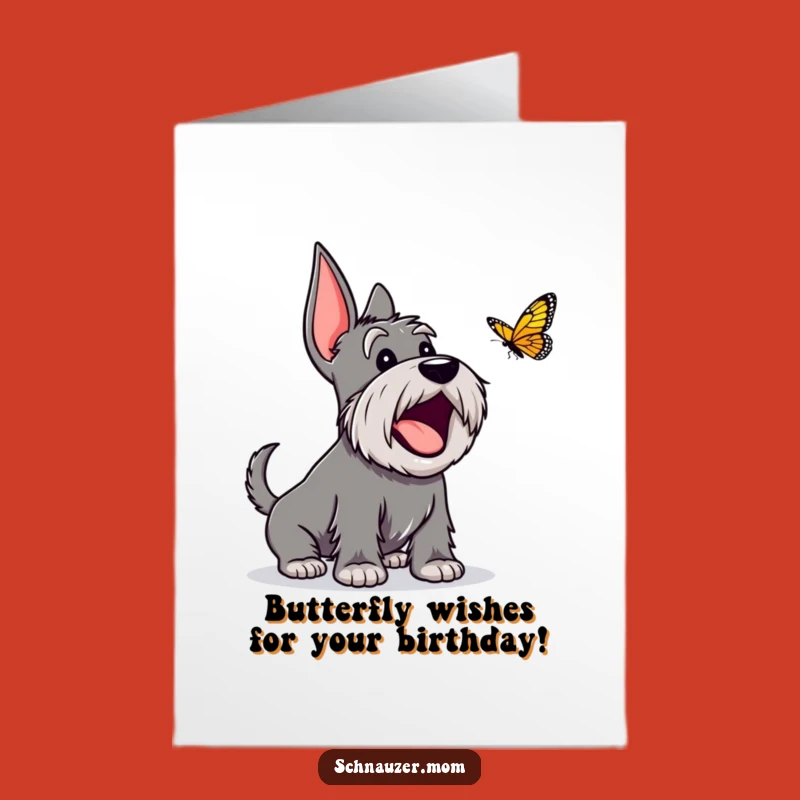 Free Printable Schnauzer Birthday Card: Excited Barking Funny Dog Downloadable Gift