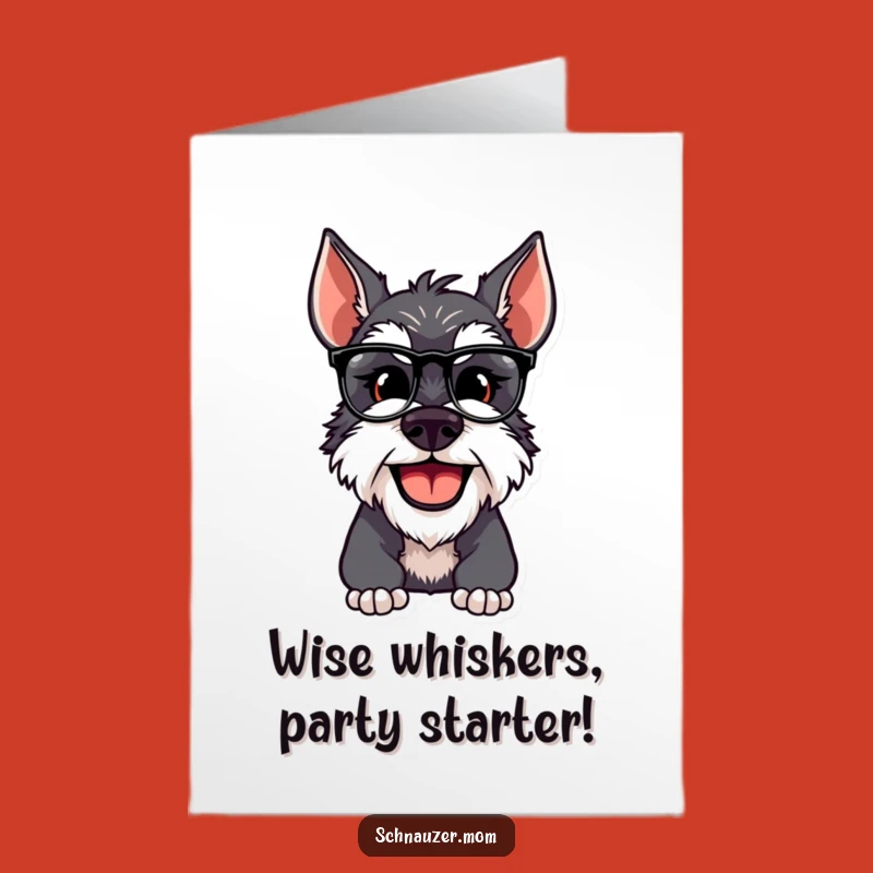 Free Printable Schnauzer Birthday Card: Funny Dog Adjusting Spectacles, Downloadable Gift