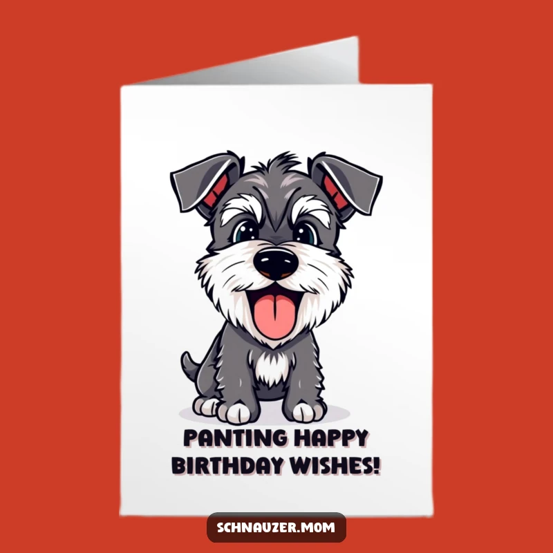 Free Printable Birthday Card: Joyful Schnauzer Dog, Cheerful Downloadable Greeting for Dog Lovers