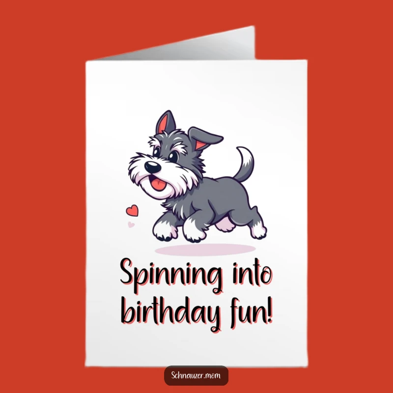 Free Printable Birthday Card: Dizzy Kawaii Schnauzer Tail Chase Fun