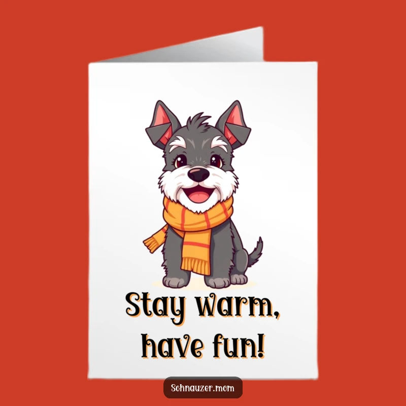 Free Printable Schnauzer Birthday Card: Scarfed Pup, Happy Smile Downloadable Gift