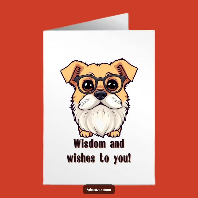 Free Printable Birthday Card: Smart Bearded Dog w/ Spectacles - Funny Downloadable Gift