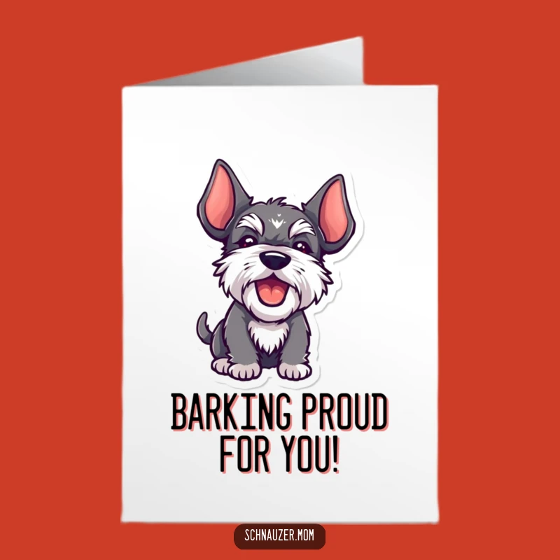 Free Printable Kawaii Schnauzer Congrats Card: Playful Barking Doggo Celebration Downloadable Gift