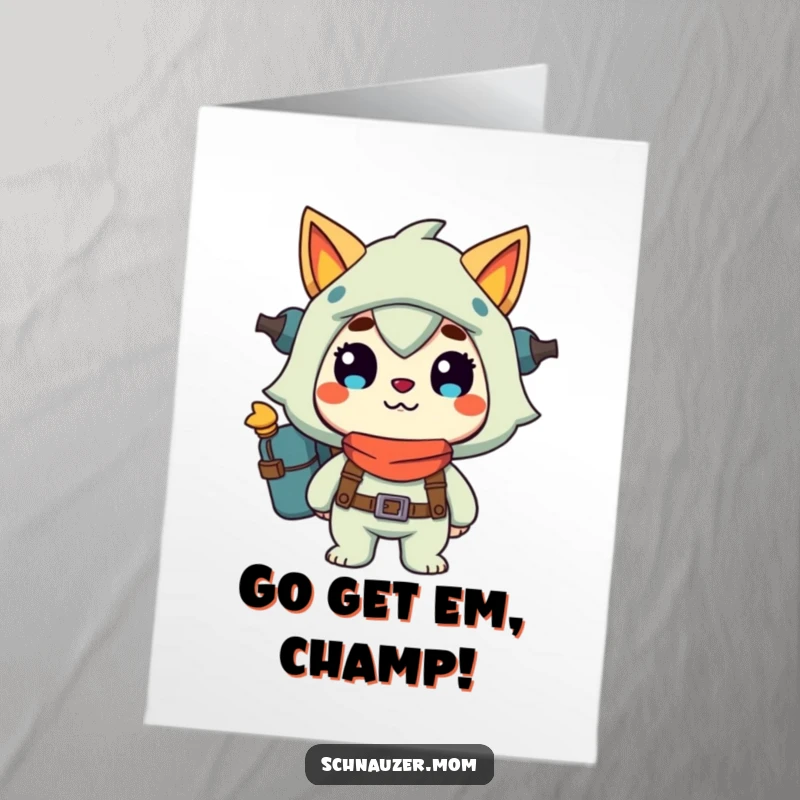 Funny free printable congratulations card of a dog with a happy grin, ready for new adventures and achievements.