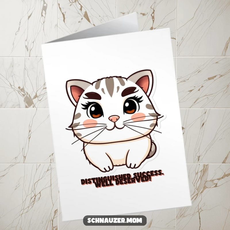 Funny Free Printable Congratulations Card: Distinguished character with bushy eyebrows and whiskers giving a knowing wink.