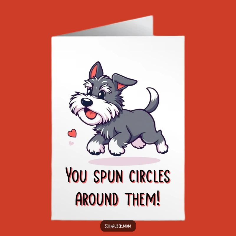 Free Printable Congrats Card: Dizzy Kawaii Schnauzer Celebration Spin
