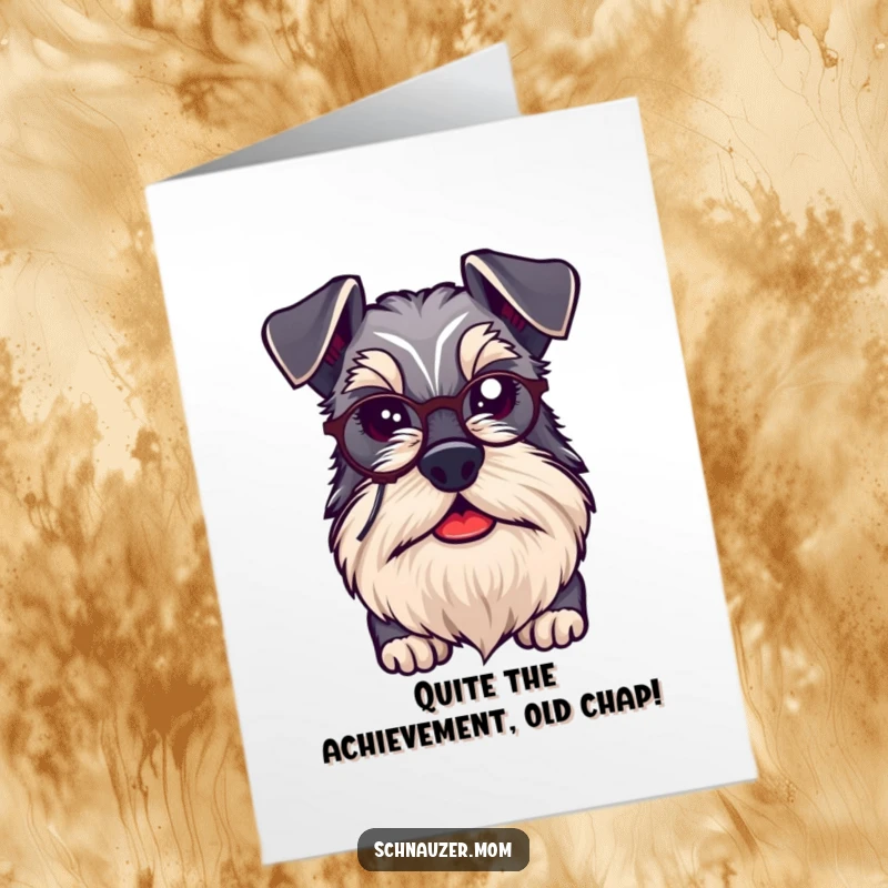 Funny Free Printable Congratulations Card: A distinguished kawaii Schnauzer with a monocle approves of success.