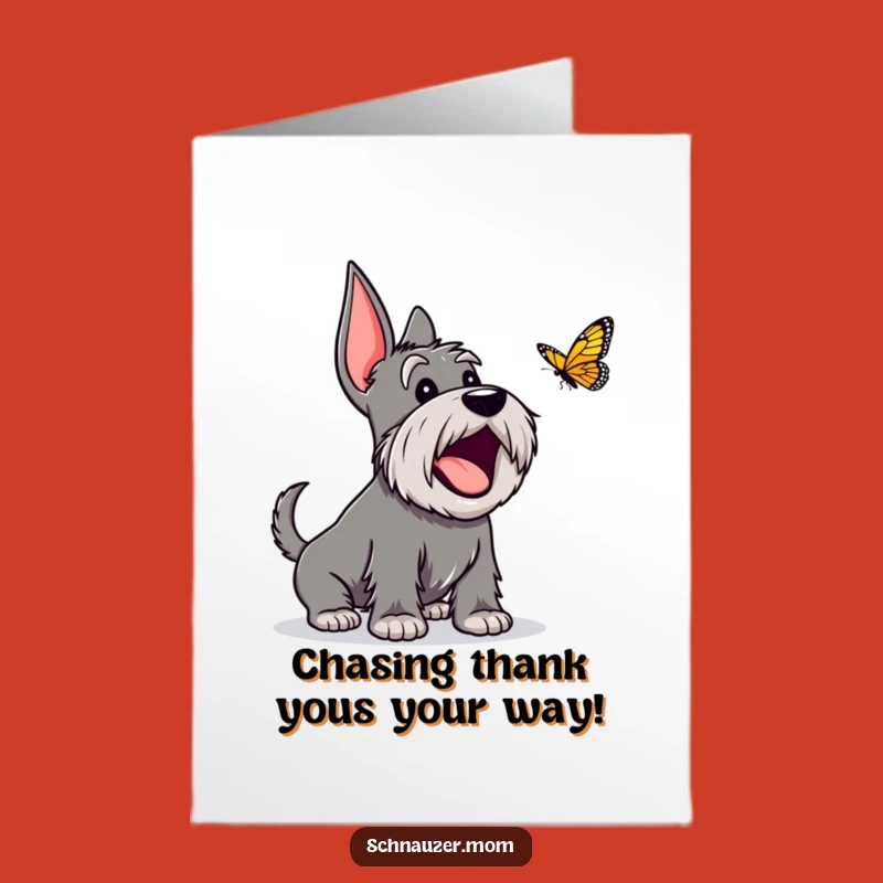 Free Printable Schnauzer Thank You Card: Excited Barking Funny Dog Downloadable Gift