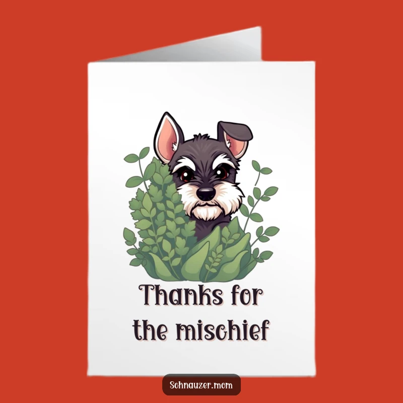 Free Printable Thank You Card: Sly Schnauzer Dog, Humorous Downloadable Greeting for Hidden Thanks