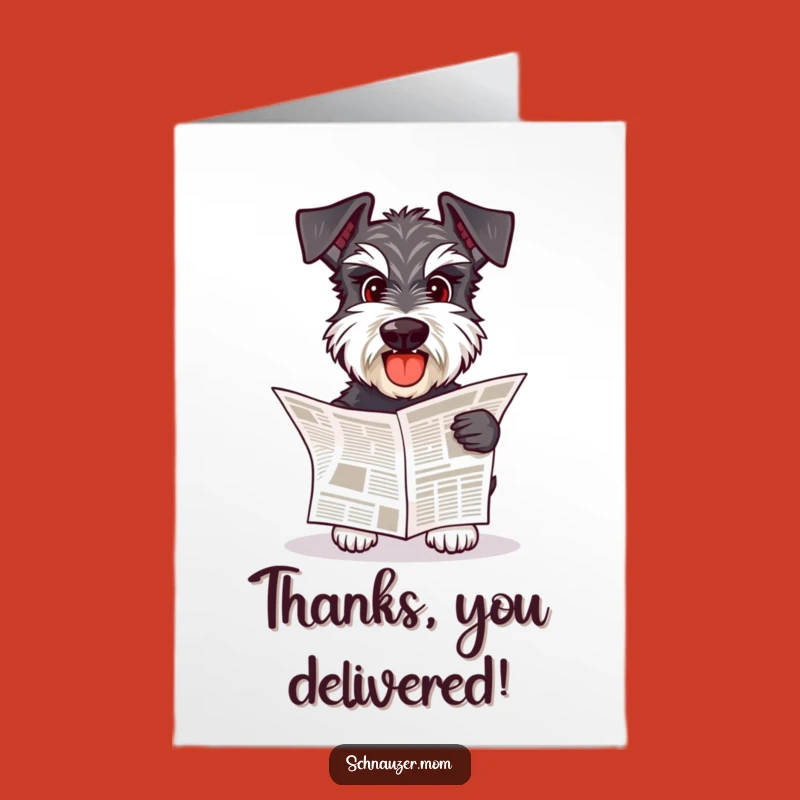 Free Printable Schnauzer Thank You Card: Paper Fetching Dog, DIY Gratitude Gift