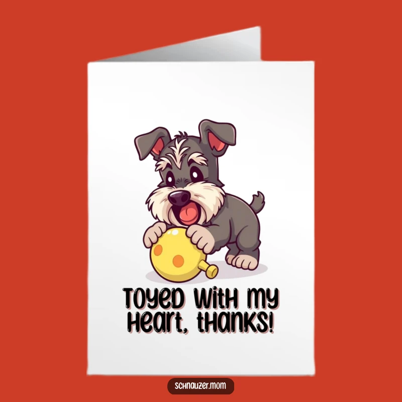 Free Printable Schnauzer Toy Thank You Card: Funny Pouncing Dog Downloadable Gift