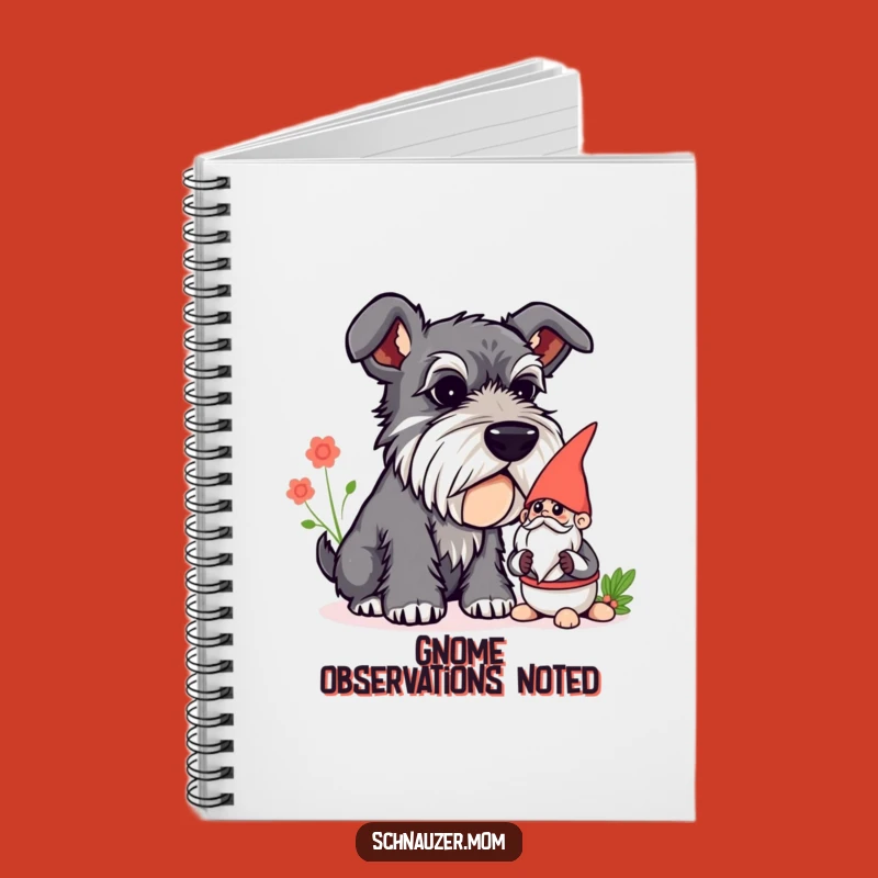 Funny Curious Schnauzer Gnome Sniff Notebook - Journal Whimsical Dog Ideas.
